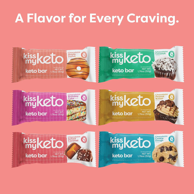 Kiss My Keto Salted Caramel Protein Bars – 1G Sugar, 9G Protein Keto Chocolate Bars – Low Carb Chocolate Bars – 12 Individually Wrapped Bars, Gluten Free Chocolate MCT Bars – Low Carb Candy Bars