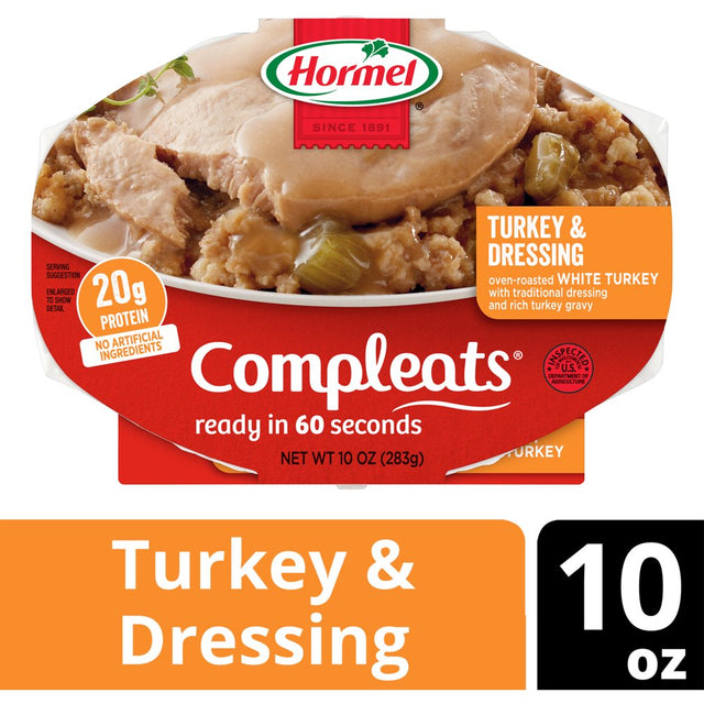 HORMEL COMPLEATS Turkey & Dressing, Shelf Stable, 10 Oz Plastic Tray