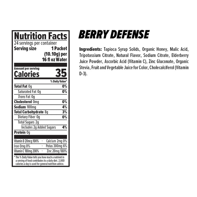 Honey Stinger RECOVER Rapid Hydration Mix - Berry Defense, Sports Nutrition (24 Count)