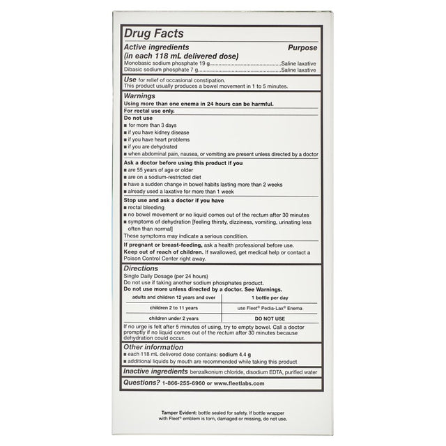 Fleet Laxative Saline Enema for Adult Constipation, 4.5 Fl Oz, 4 Bottles