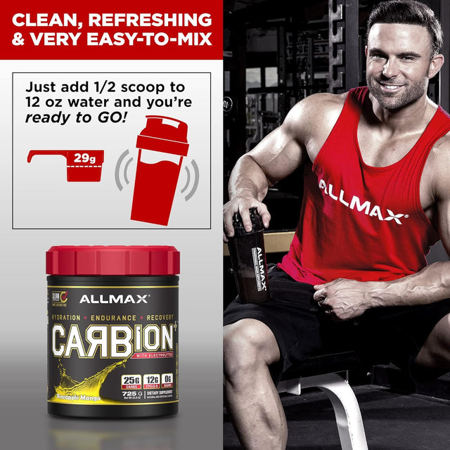 ALLMAX CARBION+, Unflavored - 700 G - High-Performance Training Fuel - Boosts Hydration, Performance & Recovery - with 25 G Carbs & Zero Sugar - 25 Servings