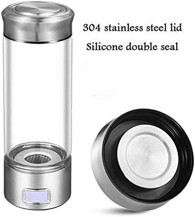 Portable 3-Minute Hydrogen-Rich Water Bottle Rechargeable High Concentration Hydrogen Water Generator Glass Bottle Anti-Aging Anti-Oxidation Kettle 500Ml