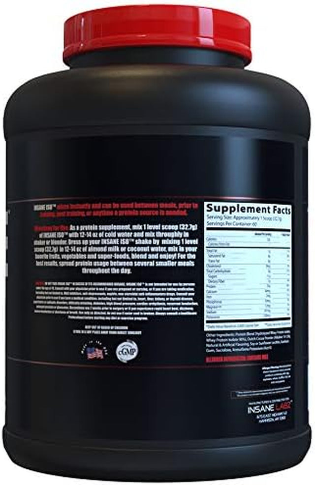 Insane Labz Insane ISO Whey Protein Powder Featuring 25G of Hydrolyzed Whey Isolate, 60 Servings, Chocolate