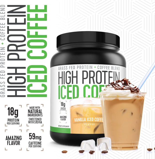Iced Coffee, High Protein Coffee Keto Friendly, 18G of Protein, 2G Carbs, Natural Ingredients (18 Servings, Vanilla Latte)