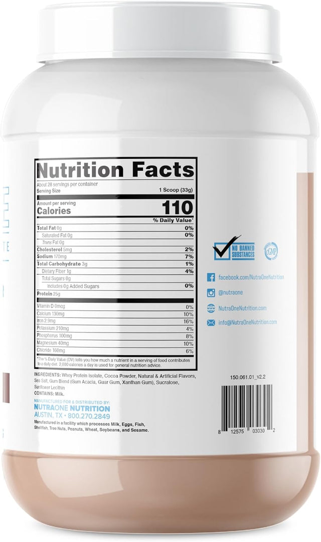 Isolateone Whey Isolate Protein Powder by Nutraone - 100% Pure Whey Isolate Powder (Gourmet Chocolate - 2 Lbs)