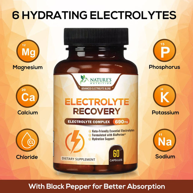 Electrolyte Tablets with Vitamin D | Salt Pills with Electrolytes for Endurance Sports Nutrition, Runners Supplements | Hydration Electrolyte Tabs with Potassium Magnesium Sodium | Keto - 60 Capsules