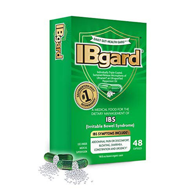 Ibgard for the Dietary Management of Irritable Bowel Syndrome (IBS) Symptoms Including, Abdominal Pain, Bloating, Diarrhea, Constipation€ *, 48 Capsules