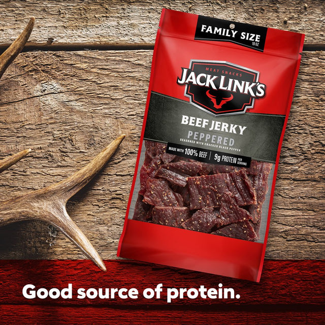 Jack Link’S 100% Beef Peppered Beef Jerky 10Oz Resealable Bag