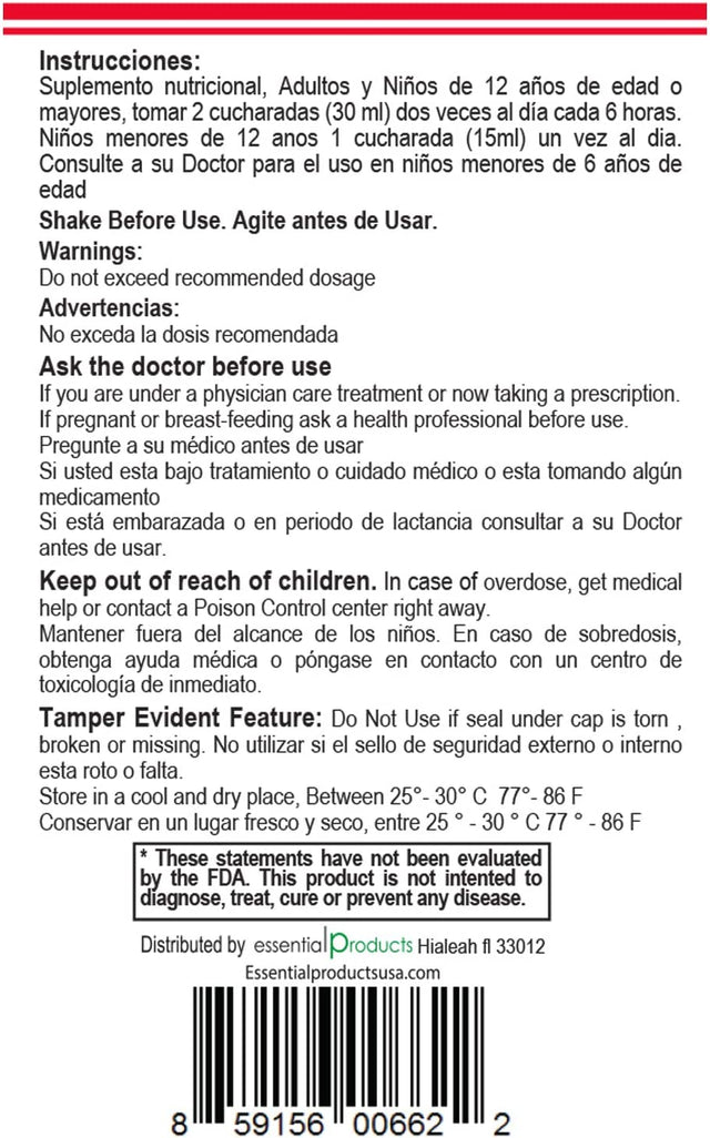 Jarabe Berro Y Cebolla Rabano - Miel 8 Oz 2-Pack Watercress and Onion Radish - Honey Syrup, with Omega 3