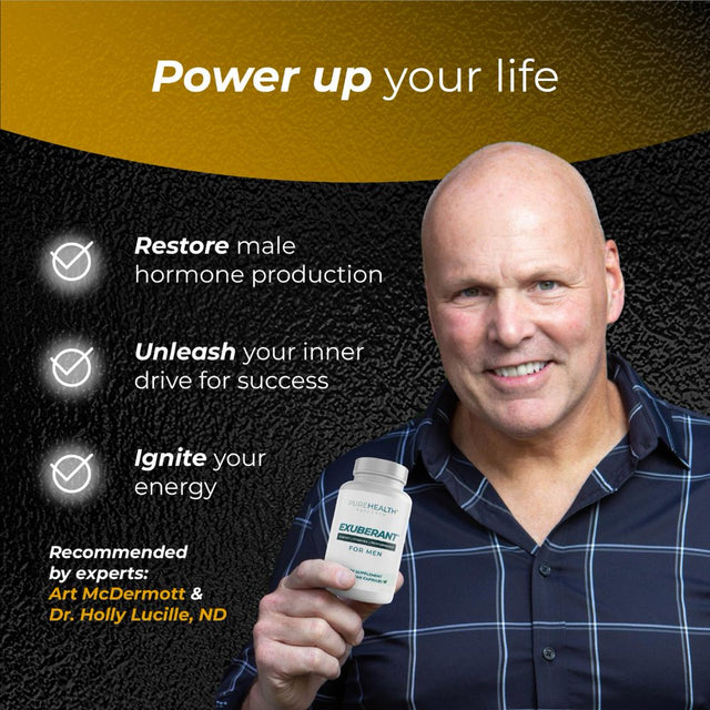 Exuberant Testosterone Booster for Men, Support Testo Level, Increase Energy, Promote Muscles, Bones and Mood by Purehealth Research