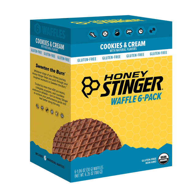 Honey Stinger, Individual Healthy Organic Gluten Free Snack Waffle, Cookies and Cream, 6 Ct
