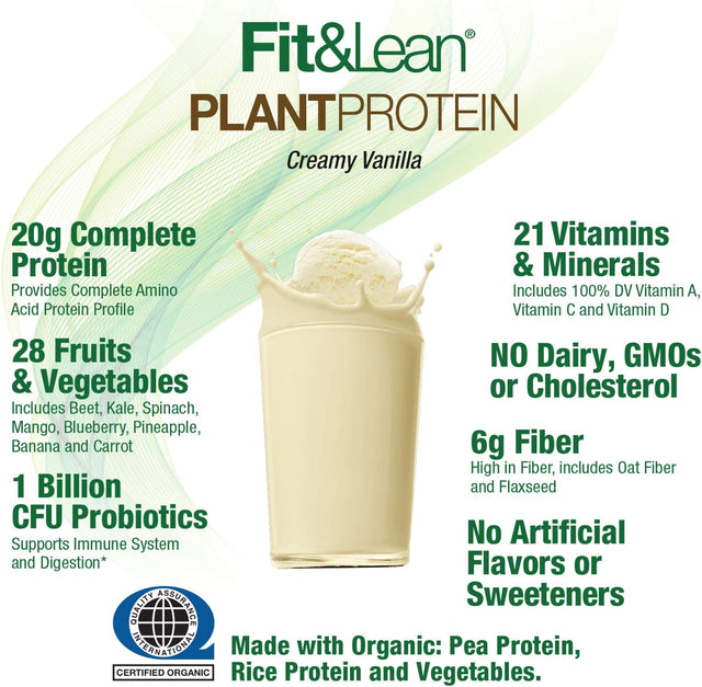 Fit & Lean Plant Protein Meal Replacement Protein Powder Vanilla, 18.72 Ounce