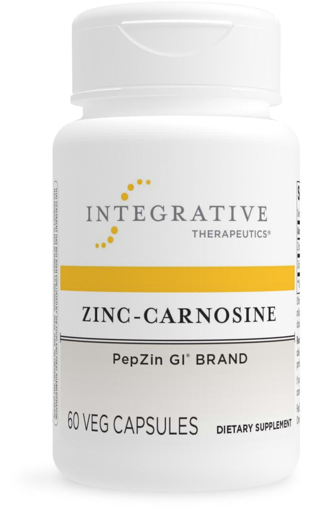 Integrative Therapeutics Zinc-Carnosine - Pepzin GI Brand Supplement with Zinc and L-Carnosine - Gut Health and GI Tract Support - Gluten Free and Vegan - 60 Capsules