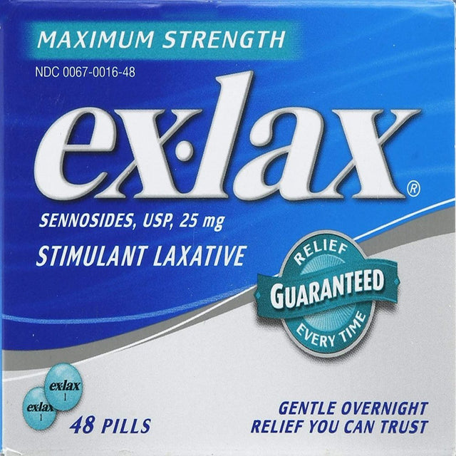 Ex-Lax Maximum Strength Stomach Relief Laxative Pills, 48Ct