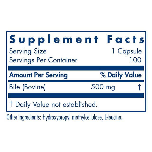 Allergy Research Group - Ox Bile 500 Mg - Fat Digestion, Liver/Metabolic/Gi Support - 100 Vegicaps