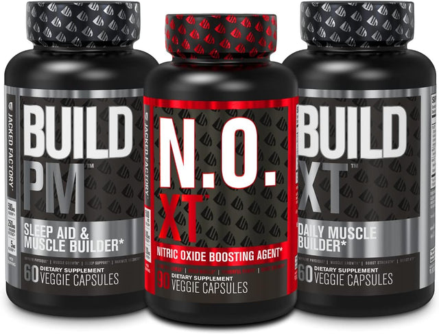 Jacked Factory AM & PM Muscle Building Stack - N.O. XT, Build XT, & Build PM