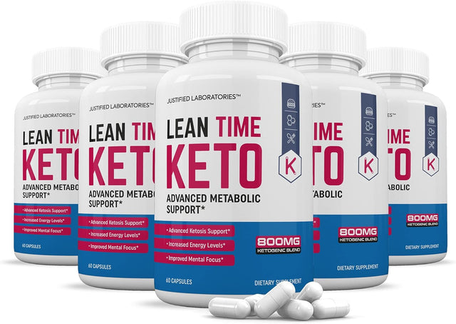 (5 Pack) Lean Time Keto Pills Includes Apple Cider Vinegar Gobhb Exogenous Ketones Advanced Ketogenic Supplement Ketosis Support for Men Women 300 Capsules