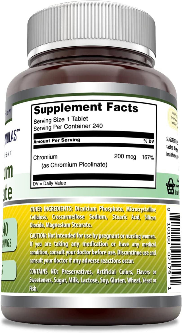 Amazing Formulas Chromium Picolinate Supplement - 200 Mcg, 240 Tablets
