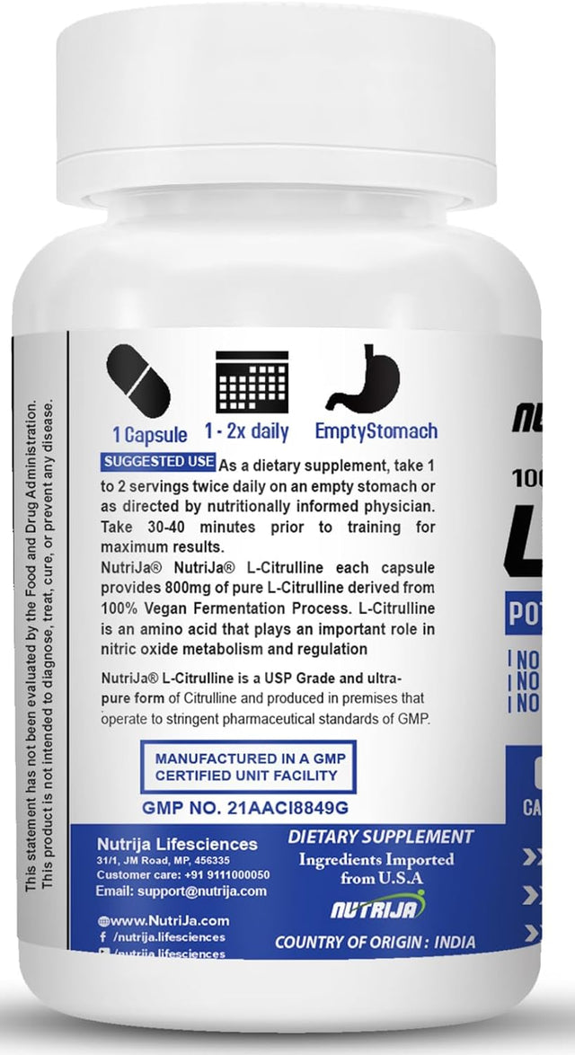 L-CITRULLINE 800Mg-Pack of 60 Capsules
