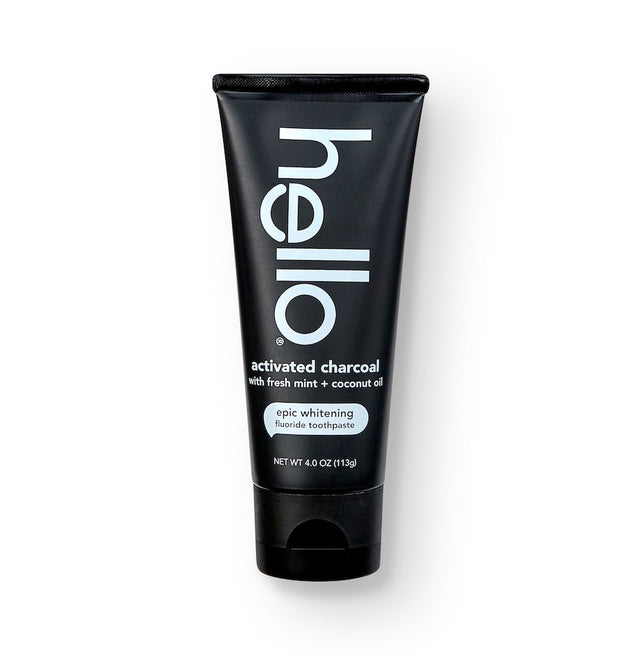 Hello Activated Charcoal Fluoride Whitening Toothpaste, with Fresh Mint and Coconut Oil, Vegan & SLS Free