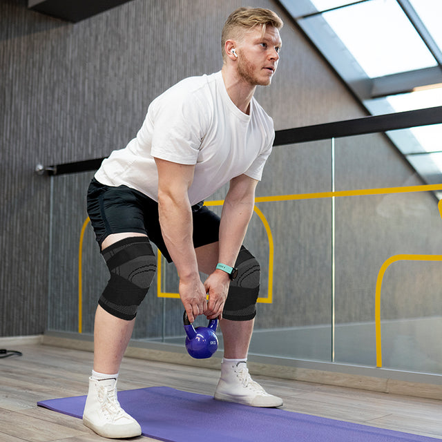 Huryfox 2 Pcs Compression Knee Sleeve for Joint Pain and Arthritis Relief, Breathable Knee Brace (1 Pair, Gray)