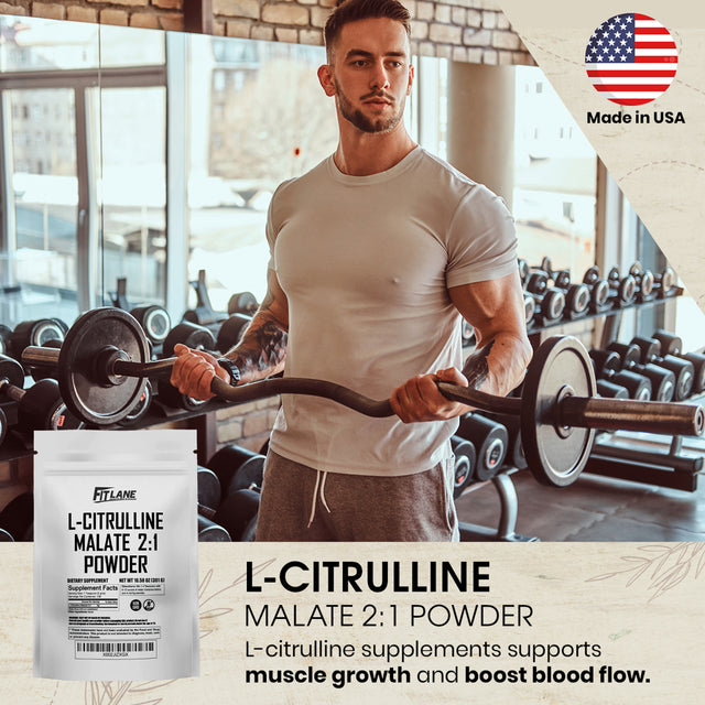 L-Citrulline Malate 2:1 Powder 301 Gms - Natural Nitrous Oxide Supplement for Recovery - Fit Lane Nutrition