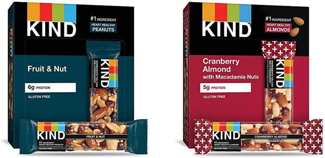 KIND Bars Fruit & Nut and Cranberry Almond Bars Bundle (12 Count)