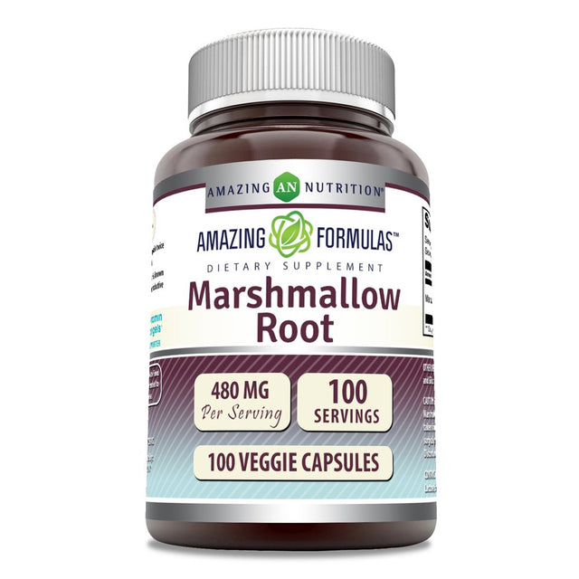 Amazing Formulas Marshmallow Root 480Mg 100 Veggie Capsules - Supports Digestive Function* -Anti-Inflammatory Support* -Promotes Respiratory Health*