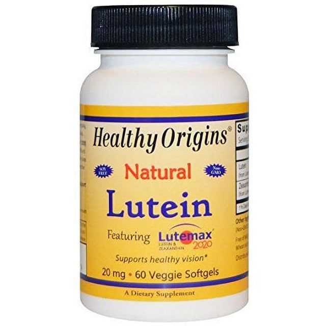 Healthy Origins Lutein - Natural - Lutemax 2020 - 20 Mg - 60 Vegetarian Softgels