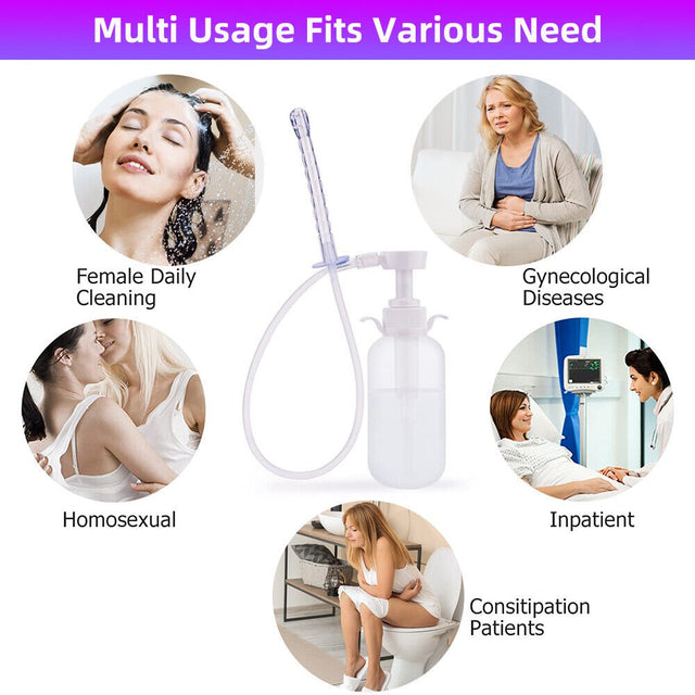 Kingfurt Silicone Vaginal Irrigator - Reusable Pudendal Syringe for Gynecological Health - Non-Allergenic & BPA Free - 9-Hole Spray Design