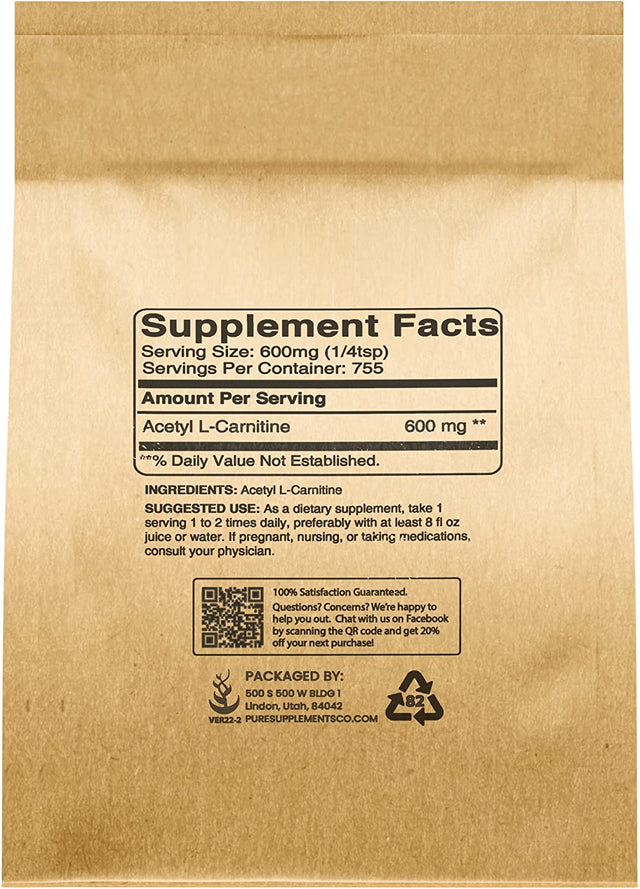 Pure Original Ingredients Acetyl L-Carnitine (1 Lb) ALCAR, Amino Acid Powder Supplement