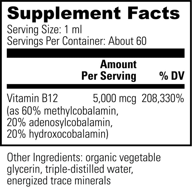 Global Healing USDA Organic Vitamin B12 5000Mcg Liquid Supplement - 2 Fl Oz