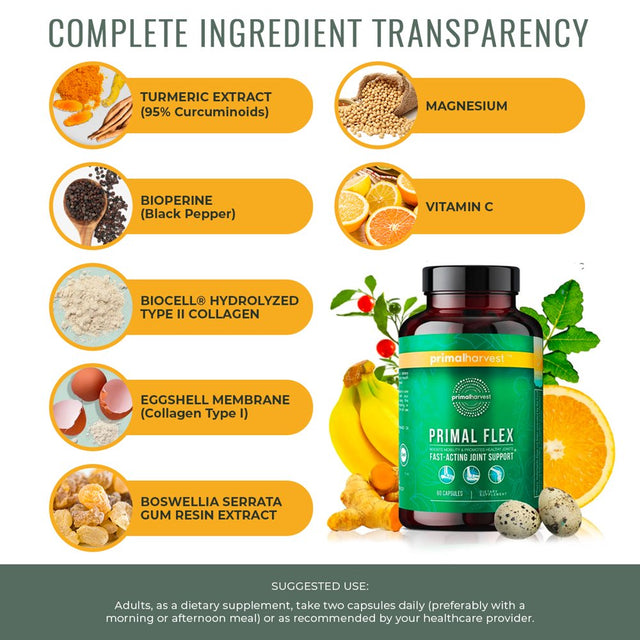 Joint Supplements by Primal Harvest, Primal Flex Joint Support 60 Pills