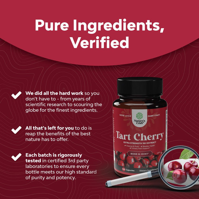 Advanced Tart Cherry Extract Capsules - Extra Strength 750Mg per Serving Equivalent Uric Acid Cleanse and Joint Support Supplement - Muscle Recovery Supplement for Uric Acid Support
