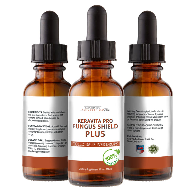 Keravita Pro Fungus Shield plus - Colloidal Silver Drops - Support Immunity - Safe for External & Internal Use - Time Tested Natural Remedy with New Nano Technology - Nano Colloidal Silver - 4 FL OZ
