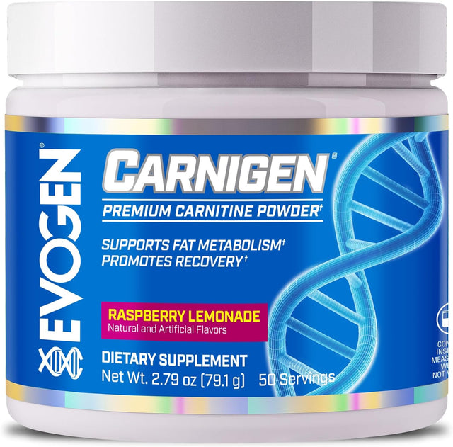 Evogen Carnigen Raspberry Lemonade | Carnitine Fat Burning Powder, Carnitine Tartrate, Acetyl-L-Carnitine, Carnitine Orotate, Carnitine Fumarate, Bioperine | 50 Servings