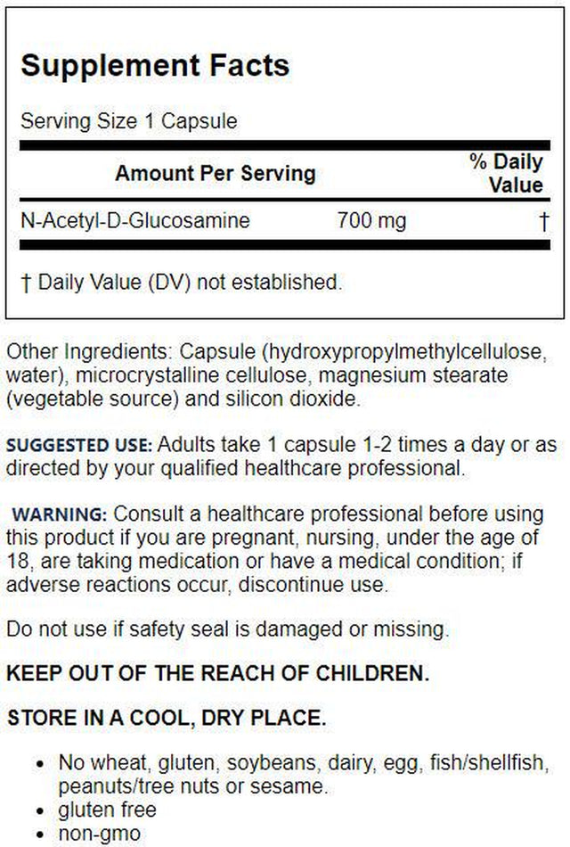 Jarrow Formulas - NAG N-Acetyl Glucosamine 700 Mg. - 120 Capsules