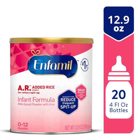 Enfamil A.R. Infant Formula, Reduces Reflux & Frequent Spit-Up, Expert Recommended DHA for Brain Development, Probiotics to Support Digestive & Immune Health, Powder Can, 12.9 Oz