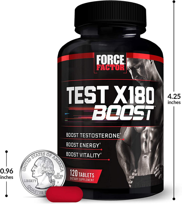 Force Factor Test X180 Boost, 2-Pack, Testosterone Booster and Energy Supplement for Men, Boost Energy, Increase Stamina, and Enhance Vitality, with D-Aspartic Acid and Fenugreek, 240 Tablets