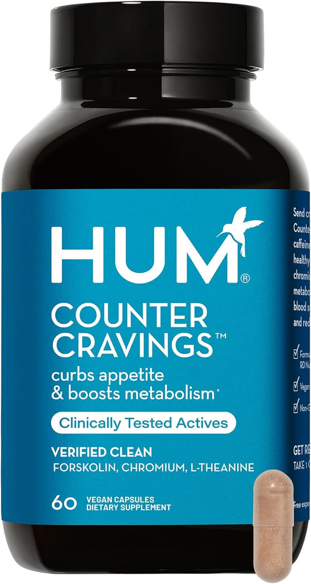 HUM Counter Cravings - Chromium Craving Suppressants with L-Theanine, Seaweed Extract & Forskolin to Support a Healthy Lifestyle (60 Capsules)