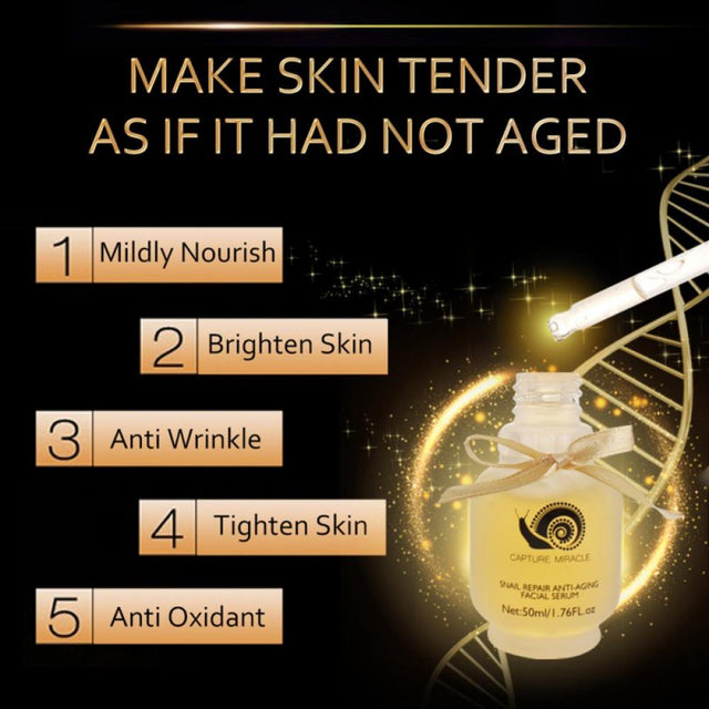 Golden Snail Essence Original Liquid, CE Ferulic Acid Provides Potent anti Aging, anti Wrinkle Korean Beauty 1Oz