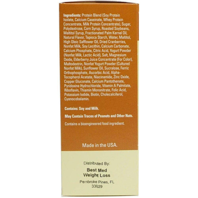 Bestmed - High Protein Nutrition Bar - Low-Carb, 15G Protein, Low Sugar, High Fiber, Low Calorie, Meal Replacement Bar (Double Berry, 1 Box - 7 Count)