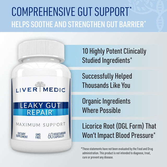 Leaky Gut Repair (60 Capsules) – Glutamine Capsules W/ Slippery Elm and Marshmallow Root - Leaky Gut Repair Supplements for IBS Relief, Bloating, Heartburn, & Gut Health – Vegetarian Capsules