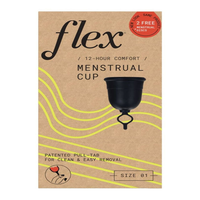 Flex Reusable Menstrual Cup Size 1 with 2 Free Flex Disposable Menstrual Discs