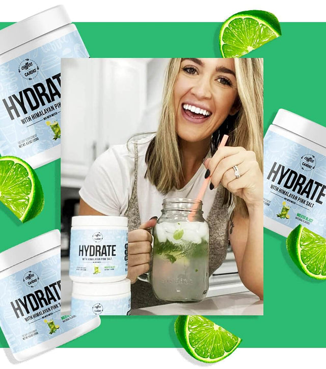 Hydrate Powder Mojito Blast Coffeeovercardio (30 Servings) - Hydration Supplement, Electrolyte Powder, Sugar Free, Keto Friendly, with Pink Himalayan Salt and Cocoganic Coconut Water