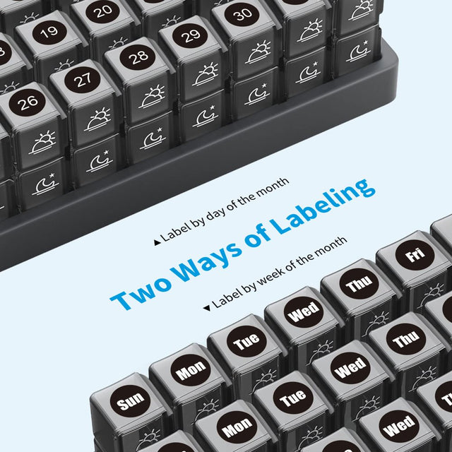 30 Day Pill Organizer Monthly, Portable One Month Pill Box Cases with 32 Twice a Day AM PM Compartments for Vitamins, Fish Oil, Supplements and Medications(Black)