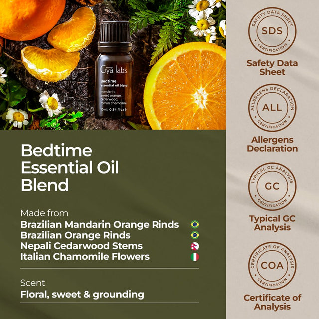 Gya Labs Bedtime Essential Oil Blend for Diffuser- Natural Aromatherapy Bedtime Oil for Sleep, Calming & Relaxing (0.34 Fl Oz)