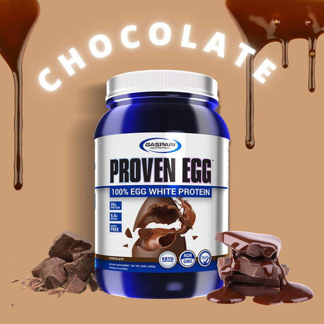 Gaspari Nutrition Proven Egg, 100% Egg White Protein, 25G Protein, Keto Friendly, Dairy Free, Lactose Free, Soy Free (2 Lbs, Chocolate)