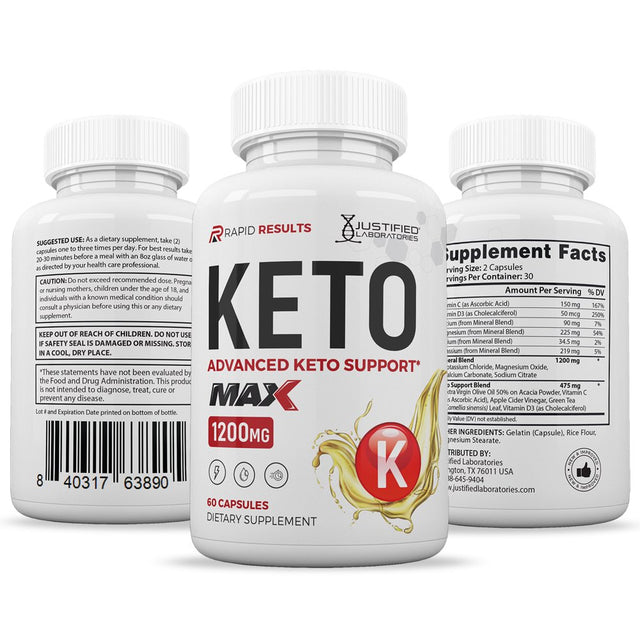 Justified Laboratories Rapid Results ACV MAX Pills 1675Mg Stronger than Gummies Advanced Keto Support 60 Capsules
