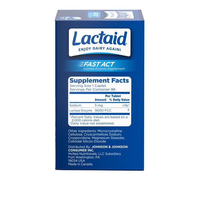 Lactaid Fast Act Lactose Intolerance Caplets, 96 Travel Packs of 1-Ct.